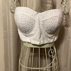 A white cropped tube top